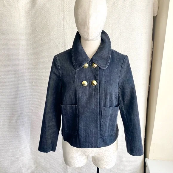 3.1 Phillip Lim M Stretch Denim Blazer Grey Black Casual Jean Jacket Spring Fall - Picture 7 of 10